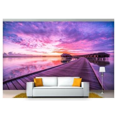 Imagem de Papel De Parede Praia Mar Céu Caribe Tarde 3D Npr213 - Você Decora