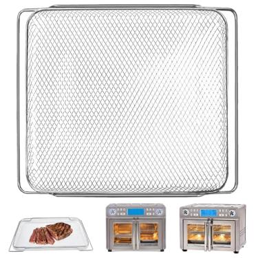 Imagem de GXF Cesta de substituição para fritadeira a ar Emeril Lagasse Dual Zone 360 Air Fryer Forno 25 QT Torradeira por convecção, 35,8 cm x 30 cm peças de acessórios de cesta de aço de malha antiaderente