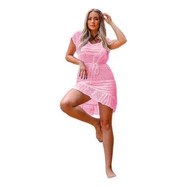 Imagem de Saída Praia Feminina Fechada Vestido Verão Tendência Tricot - EUC STOR