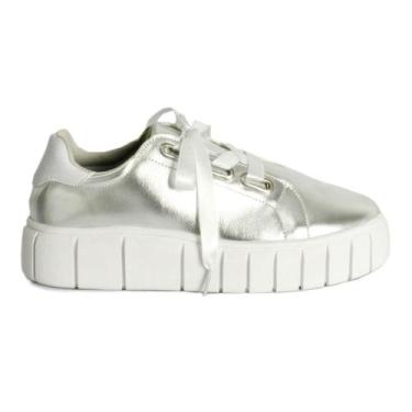 Imagem de Tenis Feminino Plataforma Casual Blogueira Sola Alta Sneaker, Prata, 3