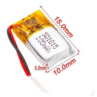 Imagem de 2 Unidades (BATERIA) C/ 2 Fios 501015 C/ 100mah 5mm X 10mm X 15mm 3,7v