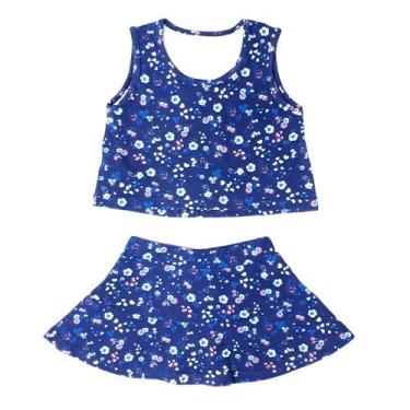 Imagem de Conjunto Infantil Cropped com Saia - Arte Baby Cia, 4, Azul