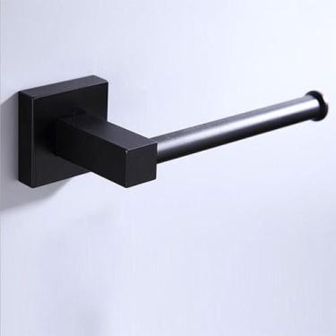 Imagem de Kit de ferragens para banheiro preto - 6 peças de toalheiros, ganchos para papel higiênico - aço inoxidável, suporte para papel B
