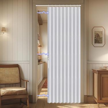 Imagem de Cortina magnética AJAZZ 100% blackout portas sanfonadas interior porta armário porta cortina invisível aplicável quarto sala de estar porta (branco 106.7 cm L x 198.1 cm C 1 painel