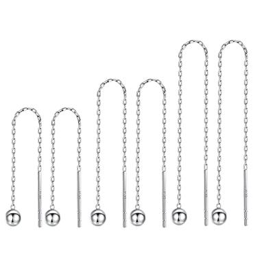 Imagem de Conjunto de 3 pares de brincos curtos e longos, prata, ouro, preto, agulha e fio pendurados, pingente de corrente, piercing duplo, Zircônia cúbica, Zircônia cúbica