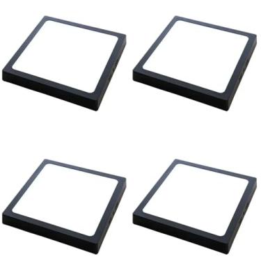 Imagem de Kit 4x Painel Plafon Sobrepor Alumínio Preto Quadrado LED 18W 20x20 3000K Bivolt
