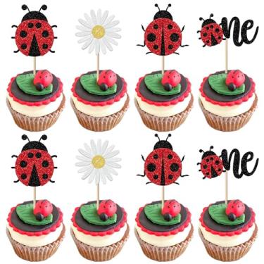 Imagem de 24 Pack Ladybug Cupcake Toppers Glitter Insects Ladybug Cupcake Picks Baby Shower Kids 1st Birthday Flowers Party Cake Decorations Supplies