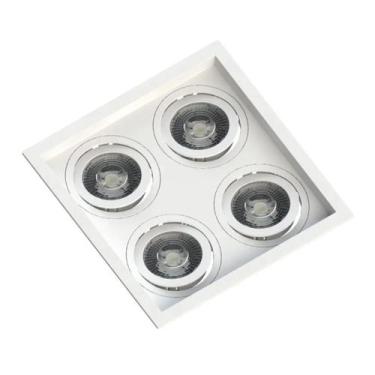 Imagem de Spot Quadruplo Embutir Quadrado Recuado Par20 Branco 110v/220v - SAVE 