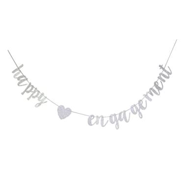 Imagem de zxyxka Faixa Happy Engagement Banner, doces/sobremesas/comida/sorvete/cachorro-quente/cupcakes/pipoca/bebidas, decoração de mesa, placa para festa em casa, casamento/festa de noivado (prata)