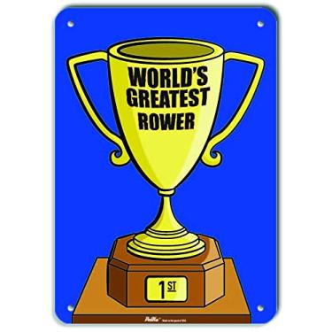 Imagem de Placa de plástico "World's Greatest Rower", 17,8 cm x 25,4 cm, azul troféu
