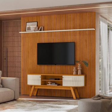 Imagem de Rack Com Painel New Laguna Cinamomo/Off White - Madetec Móveis