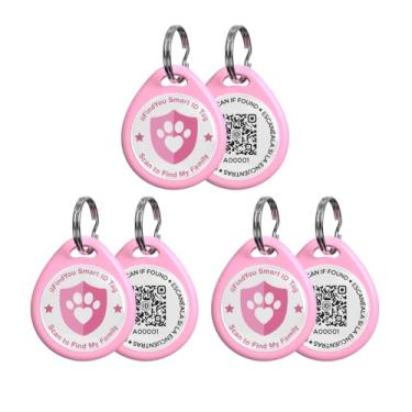 Imagem de ilFindYou Etiquetas personalizadas, QR Code Pet ID para coleira de cachorro, perfil online, alertas de localização de digitalização, rosa