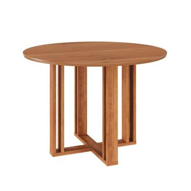 Imagem de Mesa de Jantar Redonda com Tampo MDF Flora Cinamomo 110 cm