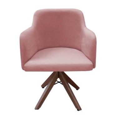 Imagem de Poltrona Base Giratória Madeira Lisa Hera - Due Decor, Velutto Rosa An