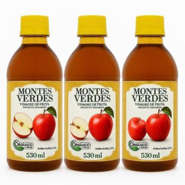 Imagem de Kit 3 Vinagre De Maçã Orgânico Montes Verdes 530Ml