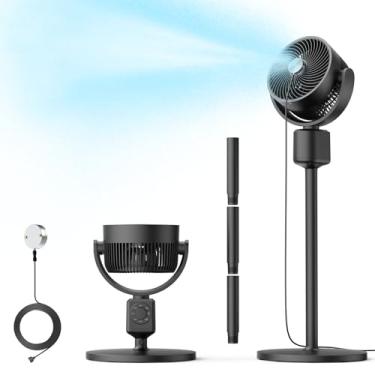 Imagem de DR.PREPARE Ventilador de pedestal com kit de nebulização de ventilador, ventilador de circulação de ar para quarto, altura ajustável de 40-86 cm, oscilação automática de 70°, inclinação manual de 100°