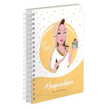 Imagem de Agenda Comercial 2026 Personalizada Capa Dura Maquiadora Loira Cores (Amarela)
