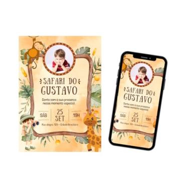 Imagem de Convite de Aniversário Animado Tema Safari - Vídeo Personalizável com Nome, Idade, Foto e Música para uma Aventura na Selva! Ideal para WhatsApp.