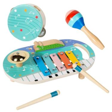 Imagem de Generic Conjunto de instrumentos musicais infantis Xilofone para aprimorar a coordenação infantil Brinquedos sensoriais Bateria com martelo para