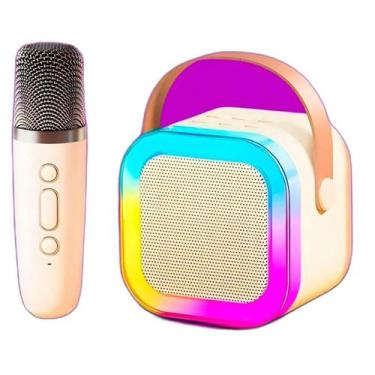 Imagem de Caixa Som Karaokê Adulto Bluetooth Microfone Sem Fio Led Rgb - Correia