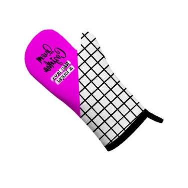 Imagem de Luva de Cozinha Forno Quem Cozinha Não lava a louça Rosa - PoloCat