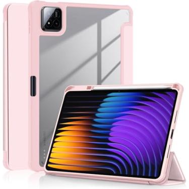 Imagem de Capa Case PREMIUM Anti Impacto compatível com Xiaomi Pad 7 e Pad 7 Pro 11,2 polegadas 2024 - Com função sleep e Compartimento para Caneta - Traseira rígida em acrílico (Rosa)