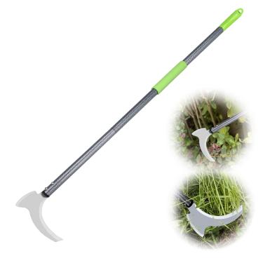 Imagem de KLDOLLAR Foice de remoção de ervas daninhas, alça ajustável com borda dupla afiada, ferramenta eficiente para foice de chicote de grama com aderência de espuma macia, ferramenta leve de jardim de