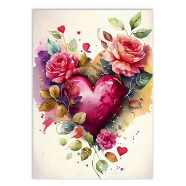 Imagem de Placa Decorativa Coração Casal Namorados Ilustração Decoração Poster Quarto Sala