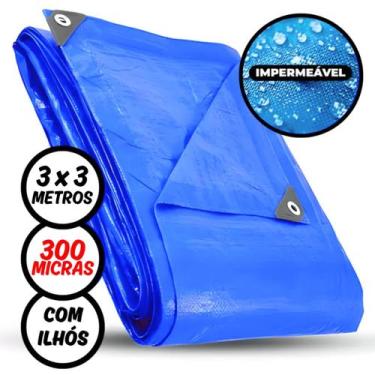 Imagem de Lona Plástica Impermeável 3 x 3 Metros Azul com 300 Micras - IMPORTWAY
