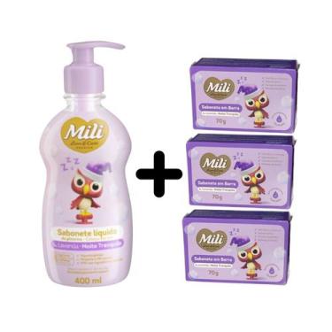 Imagem de Kit Sabonete Liquido + 3 Sabonetes em Barra Lavanda - Mili