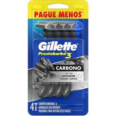 Imagem de Aparelho de Barbear Gillette Prestobarba 3 Carbono com 4 Unidades
