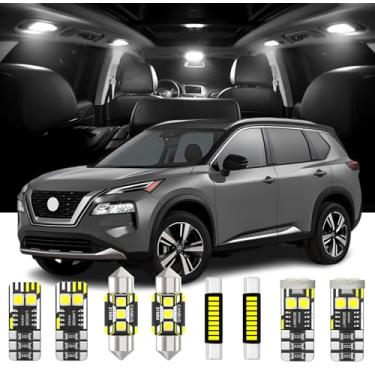 Imagem de 9 peças de reposição de luzes LED internas para Nissan Rogue 2021-2024 lâmpada interna de LED branca com ferramenta de instalação