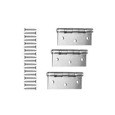 Imagem de Kit Dobradiças Quadrada 3x2,5x2 - Inox Escovado - Pct 3 Peças - 13065 