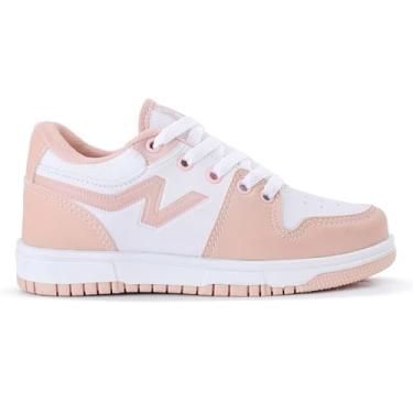 Imagem de Tênis Feminino Infantil Casual Cano Baixo (Branco/Rose, BR, Criança de 9 a 12 anos, Numérico, 29)
