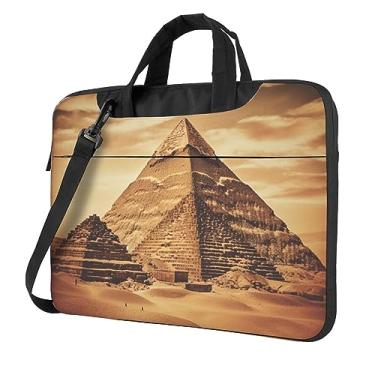 Imagem de Capa para laptop vintage grande pirâmide egípcia à prova de choque protetora para notebook bolsa portátil para laptop bolsa à prova d'água, Preto, 14 inch