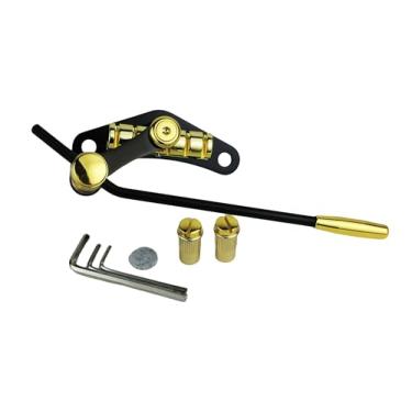 Imagem de guyker Ponte De Guitarra Elétrica Tune-O-Matic Style, Com Barra Parada E Tailpiece, Tremolo Compatível Guitarras Lp Sg Tm85, Preta Dourada