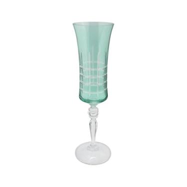 Imagem de Taça para champanhe lapidada em cristal ecológico 190ml A25cm cor verde gris - Full Fit