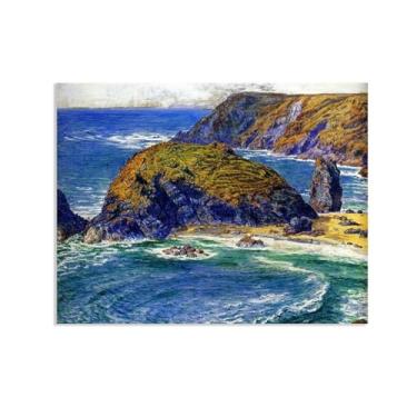 Imagem de Pintura famosa William Holman Hunt Arte de Parede Ilha dos Aspargos Impressão em Tela Presente Sala de Estar Impressão Decoração de Quarto Obras de Arte 50 x 40 cm (20 x 16 polegadas) Sem Moldura