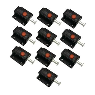 Imagem de Bothyi 10x Trava de segurança para portões de porta, trava deslizante de ferrolho, automática de porta com mola de botão para guarda-roupa, janela, armário, Preto