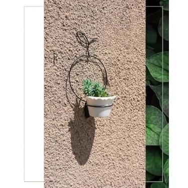 Imagem de Mazzo Desing- Suporte de Ferro para Vaso de Plantas na Parede Arco 10 cm (B5 Maça Preta, Altura-32 cm x Largura-21 cm x Compr-11 cm)