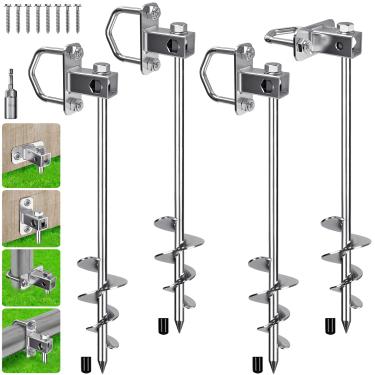 Imagem de Pacote com 4 âncoras de aterramento de 76,2 cm, kits de âncoras de trampolim, conjunto de âncoras de 7,1 cm de largura, espiral cônica, conjunto de âncoras para brinquedo, casa móvel, galpão, barraca