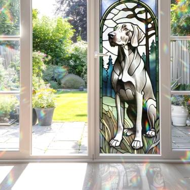 Imagem de Película de vitral Weimaraner, película decorativa para vitrais Weimaraner, película de vitral para cães para porta de banheiro, antiUV