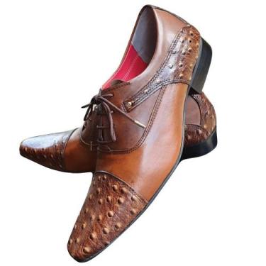 Imagem de Sapato Masculino Italiano Em Couro Oxford - Marrom - Brown Hive - Art 
