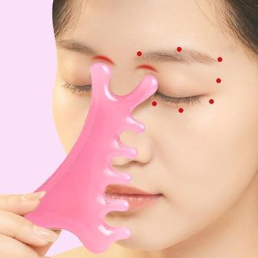 Imagem de WOLAIYE Pente de massagem 4 em 1, ferramenta Gua Sha, massageador de pescoço e rosto e olhos para levantamento de mandíbula, drenagem linfática, escultura de nariz, alívio de estresse, presentes de