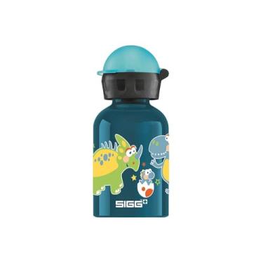 Imagem de Sigg Garrafa infantil Little Dinos (0,3 litros), garrafa de água infantil não tóxica com tampa não derramada, garrafa infantil leve feita de alumínio