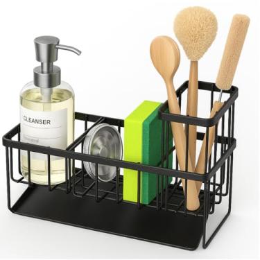 Imagem de Vita Nest Organizador de pia – Suporte multifuncional de aço inoxidável para esponja, sabão, escovas e suprimentos de limpeza – Bandeja antiderrapante incluída