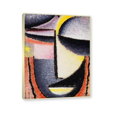 Imagem de NHLDZYH Moldura champanhe. Alexej von Jawlensky, impressão clássica, (cabeça abstrata 15), decoração de parede para cozinha, quarto. 60x80cm