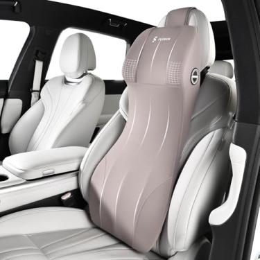 Imagem de FLORICH Almofada de apoio lombar e pescoço de carro, almofada de suporte lombar integrada de espuma viscoelástica com encosto de cabeça, suporte ergonômico para assento de carro para suporte de
