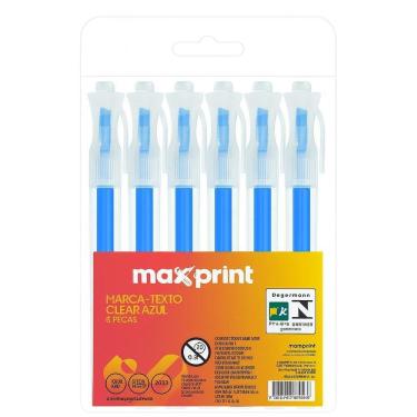 Imagem de Kit 12 Caneta Marca Texto Maxprint Clear Azul