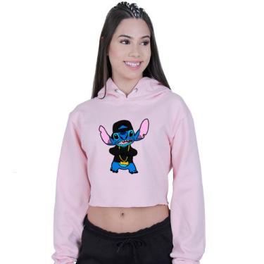 Imagem de Cropped Moletom Feminino Lilo Stitch Gangster - Lafre, Rosa claro, GG